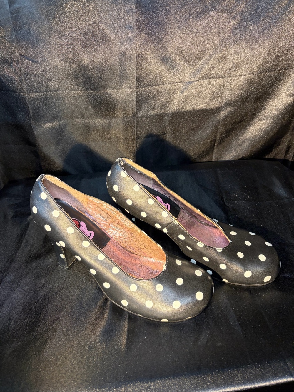 Tuk Black Polka Dot Women's Heels Size 10